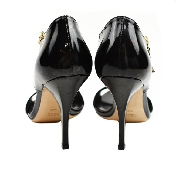 GUCCI: Black, Patent Leather Mary Jane Strappy Sandals Heels Size: 8.5 - Picture 6 of 11